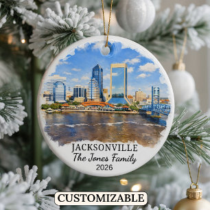 Personalized Jacksonville Ornament, Custom Florida Ceramic Ornament