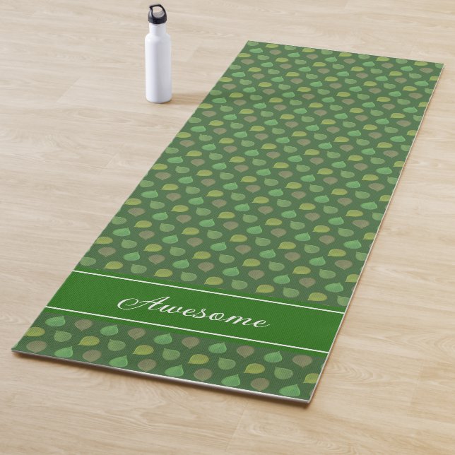 Personalized Jade Tree Leaves on Green Yoga Mat (In Situ)
