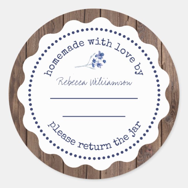 Personalized Jam Canning | Homemade  with love Cla Classic Round Sticker (Front)