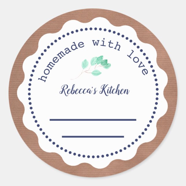 Personalized Jam Canning | Homemade  with love Classic Round Sticker (Front)