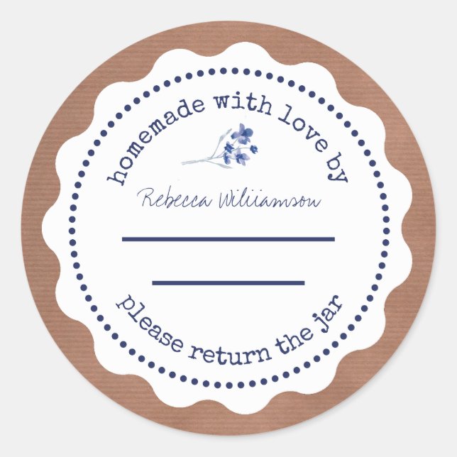 Personalized Jam Canning | Homemade  with love Classic Round Sticker (Front)
