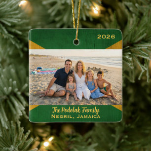 Personalized Jamaica Beach Travel Photo Xmas Ceramic Ornament
