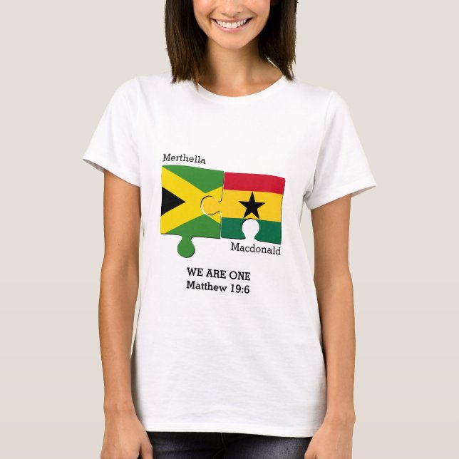 Personalized JAMAICA GHANA Christian Flag T-Shirt (Front)