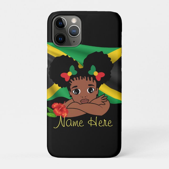 Personalized Jamaican Flag Girl Case-Mate iPhone Case (Back)