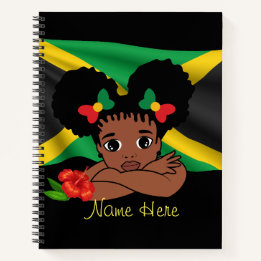 Personalized Jamaican Flag Girl Spiral Notebook