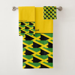 Personalized JAMAICAN FLAG Pattern Christian Bath Towel Set
