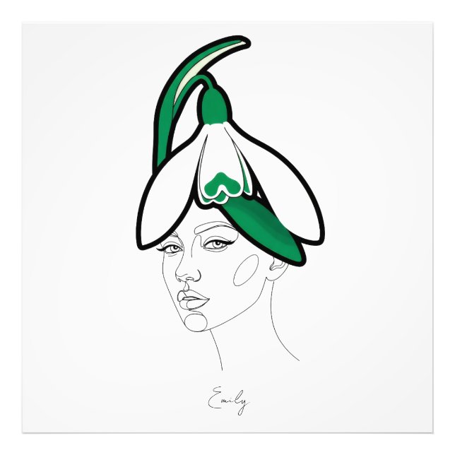 Personalized January Birth Flower Portrait Photo Print (Front)