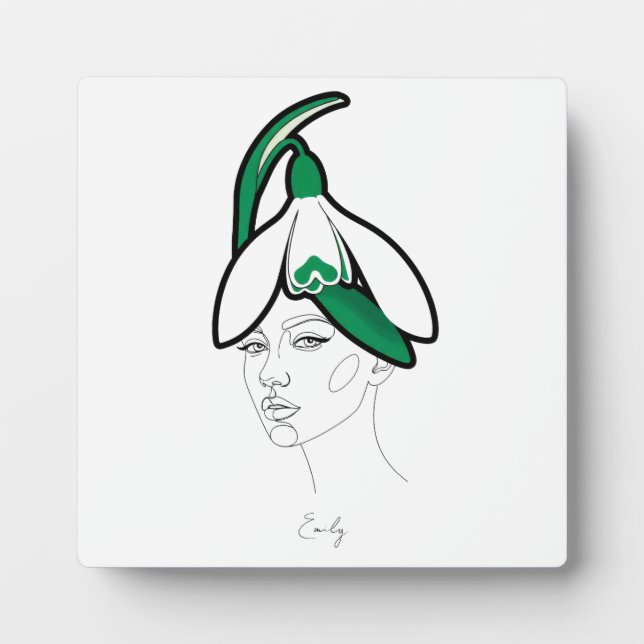 Personalized January Birth Flower Portrait Plaque (Front)