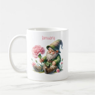Personalized January Birth Month Garden Gnome Coffee Mug