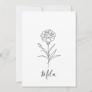 Personalized January Carnation Birth Flower  Invitation