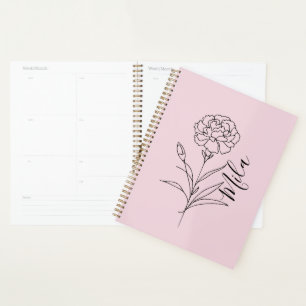 Personalized January Carnation Birth Flower  Planner