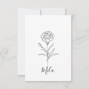 Personalized January Carnation Birth Flower Thank You Card