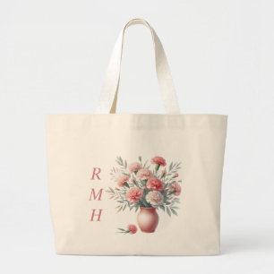 Personalized January Carnation Tote Bag