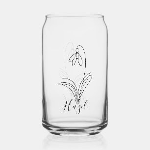 Personalized January snowdrop Birth Flower  Can Glass