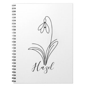 Personalized January snowdrop Birth Flower Notebook