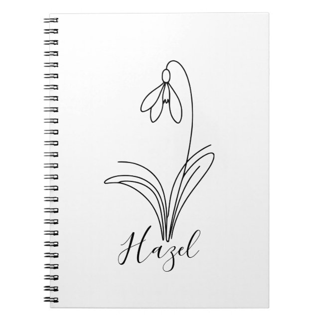 Personalized January snowdrop Birth Flower  Notebook (Front)