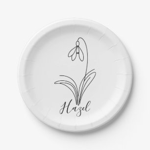 Personalized January snowdrop Birth Flower Paper Plate