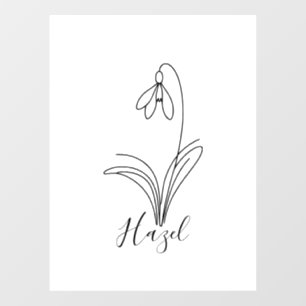 Personalized January snowdrop Birth Flower  Window Cling