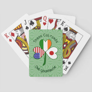 Personalized Japan Ireland USA Shamrock Playing Cards