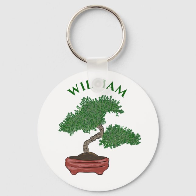 Personalized Japanese Bonsai Tree Keychain (Front)