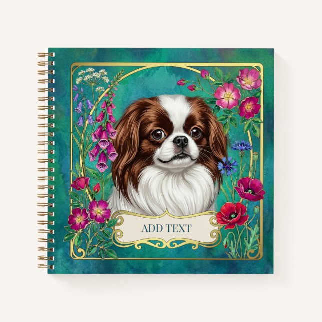 Personalized Japanese Chin Teal Notebook (Front)