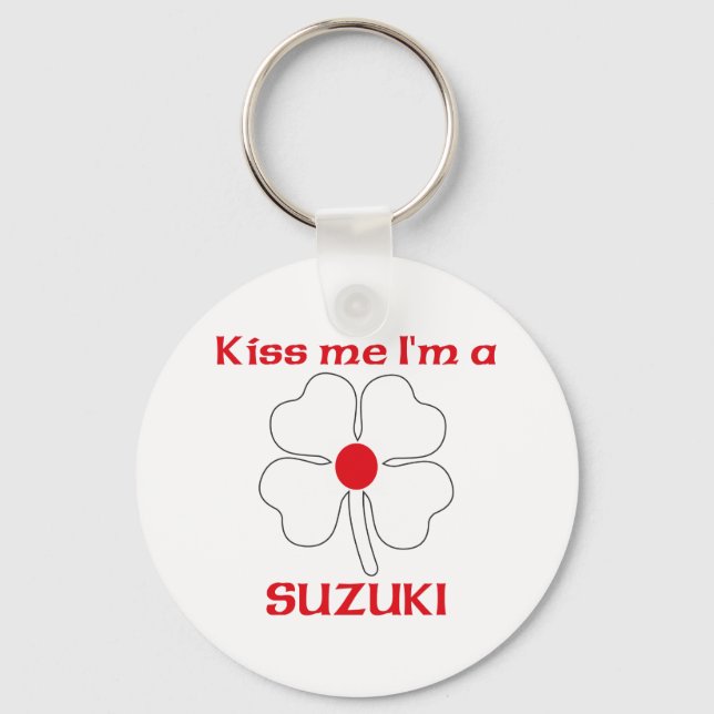 Personalized Japanese Kiss Me I'm Suzuki Keychain (Front)
