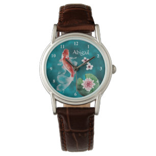 Personalized Japanese Koi Fish, Cherry Blossoms Watch