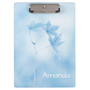 Personalized Japanese Maple Leaves in Blue Clipboard