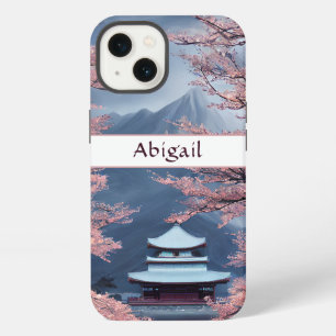 Personalized Japanese Temple, Cherry Blossoms iPhone 13 Case