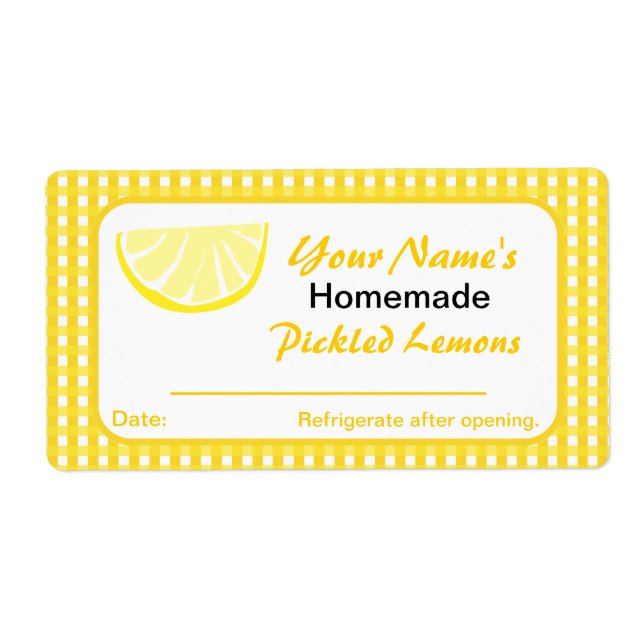 Personalized Jar Stickers Lemon Preserves (Front)