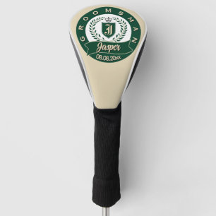 Personalized Jasper Groomsman Crest Green & Ivory Golf Head Cover