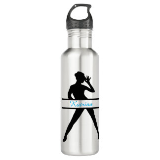 Personalized Jazz Dancer Silhouette Water Bottle