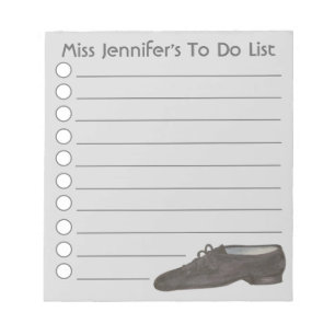 Personalized Jazz Shoe Dance Teacher To Do List Notepad