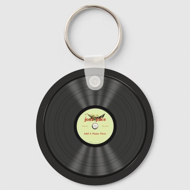 Personalized Jazz Vinyl Record Keychain (Front)