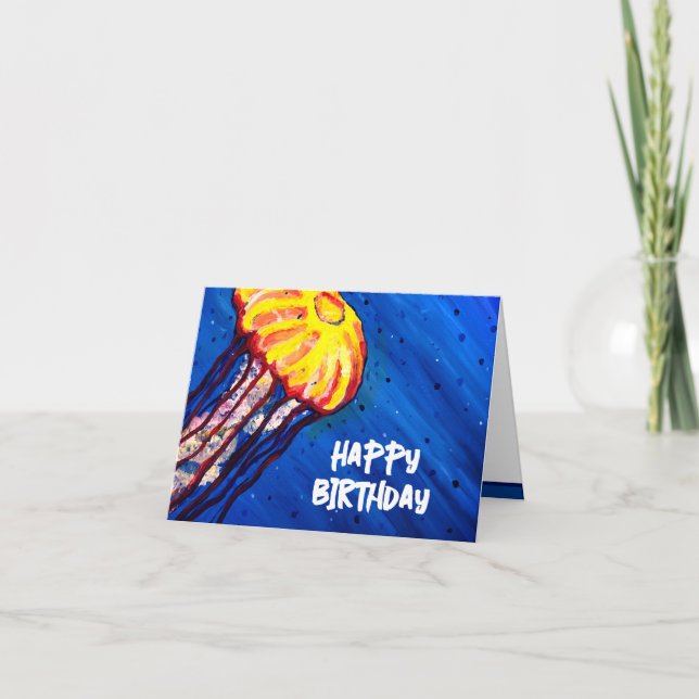 Personalized Jellyfish Happy Birthday Card (Front)