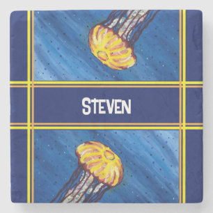 Personalized Jellyfish Stone Coaster
