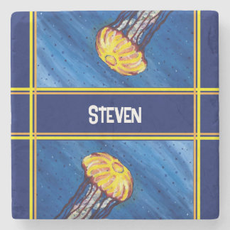 Personalized Jellyfish Stone Coaster