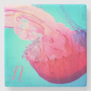 Personalized Jellyfish Stone Coaster
