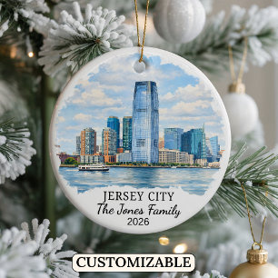 Personalized Jersey City, Custom New Jersey Ceramic Ornament