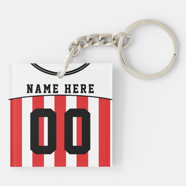 Personalized Jersey Keyring, Soccer, Football Keychain (Back)
