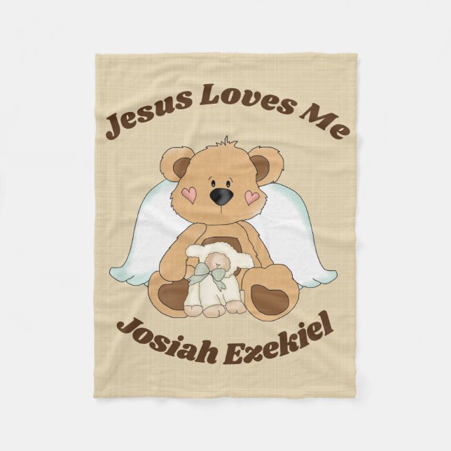 Personalized Jesus Loves Me Fleece Blanket (Front)