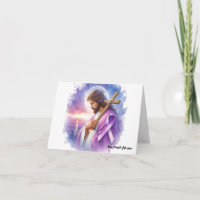 Personalized Jesus with Purple Ribbon Sympathy 