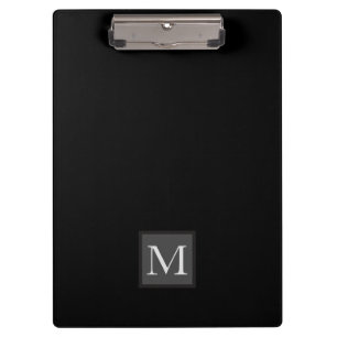 Personalized Jet Black Monogram Gifts For Him Clipboard