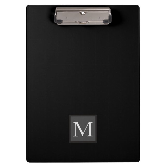 Personalized Jet Black Monogram Gifts For Him Clipboard (Front)