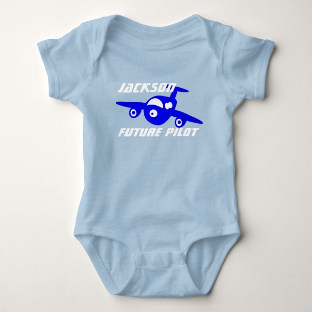 Personalized Jet "Future Pilot" Baby Bodysuit (Front)