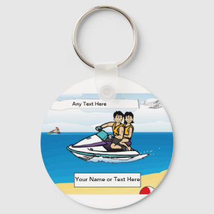 Personalized Jet Ski - Couple Cartoon Keychain