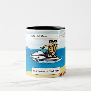 Personalized Jet Ski - Couple Cartoon Two-Tone Coffee Mug