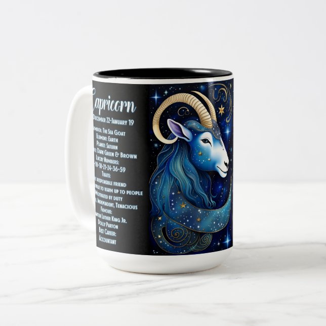 Personalized Jewel Galaxy Zodiac Capricorn Two-Tone Coffee Mug (Front Left)