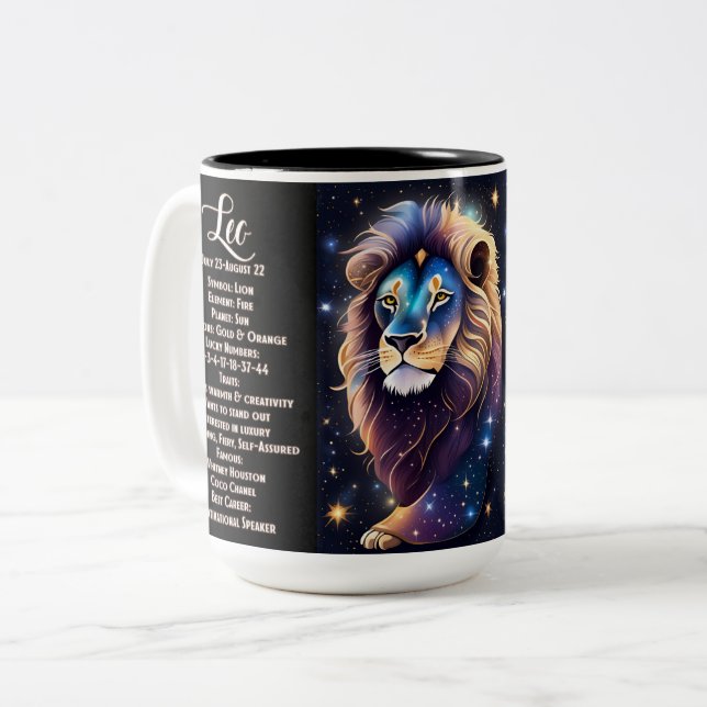 Personalized Jewel Galaxy Zodiac Leo Two-Tone Coffee Mug (Front Left)