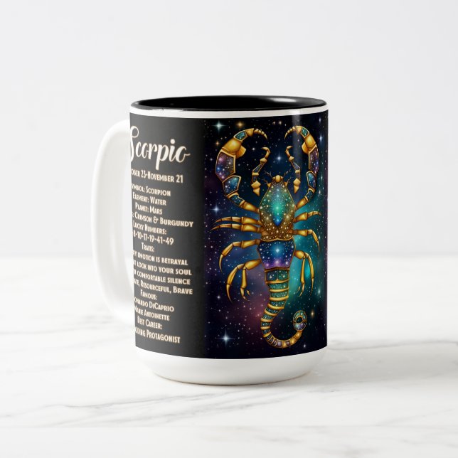 Personalized Jewel Galaxy Zodiac Scorpio Two-Tone Coffee Mug (Front Left)